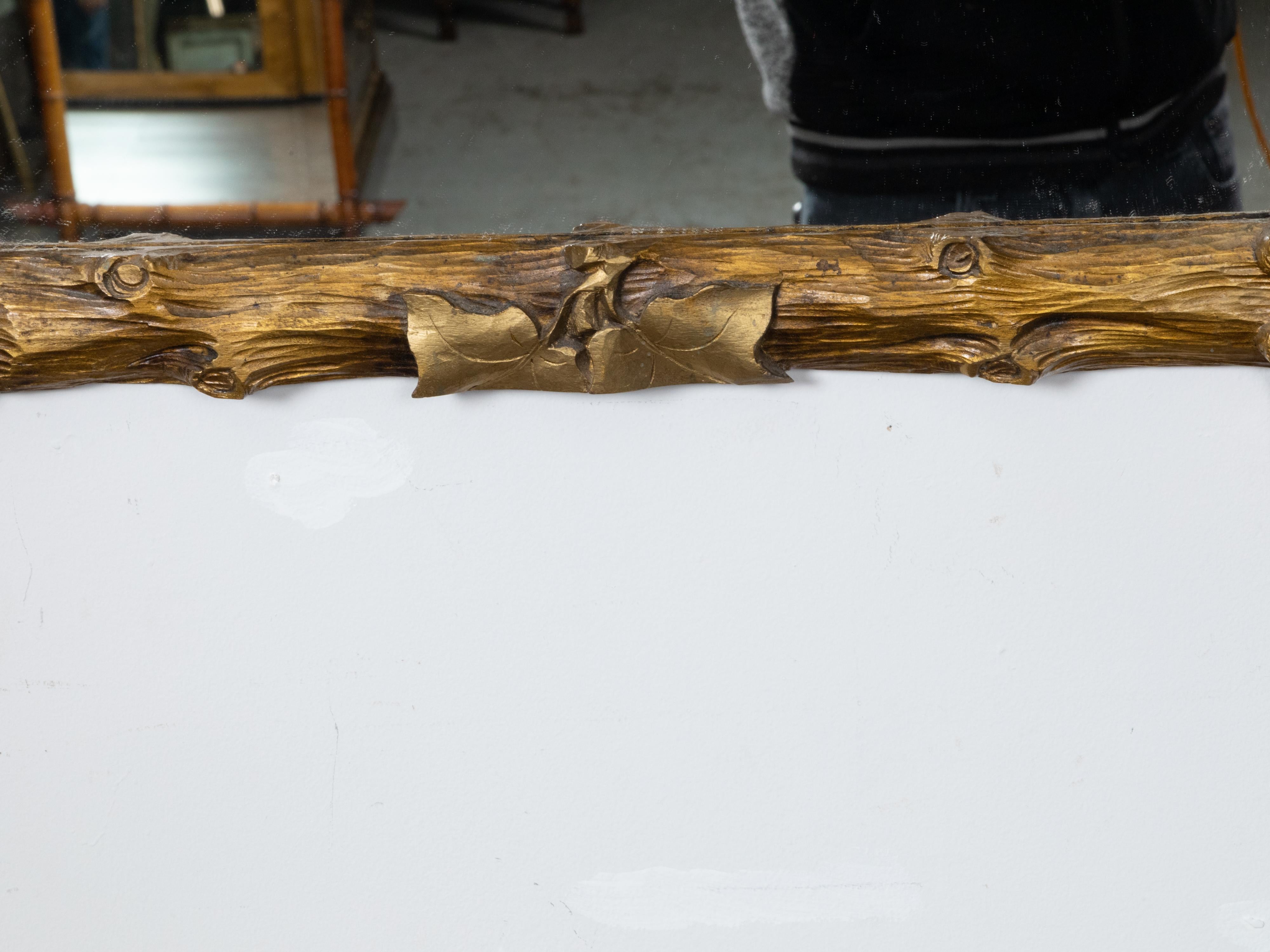 French Black Forest Turn of the Century Giltwood Faux Wooden Mirror, circa 1900 4