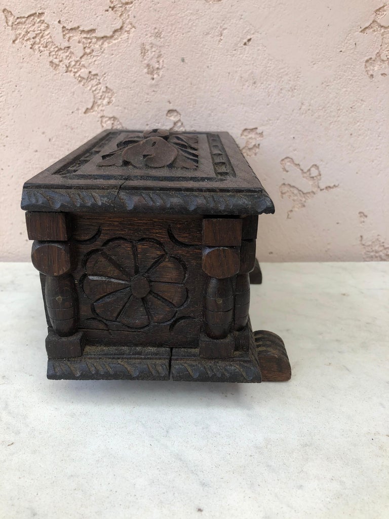 Early 20th Century French Black Forest Wood Box, Circa 1900 For Sale
