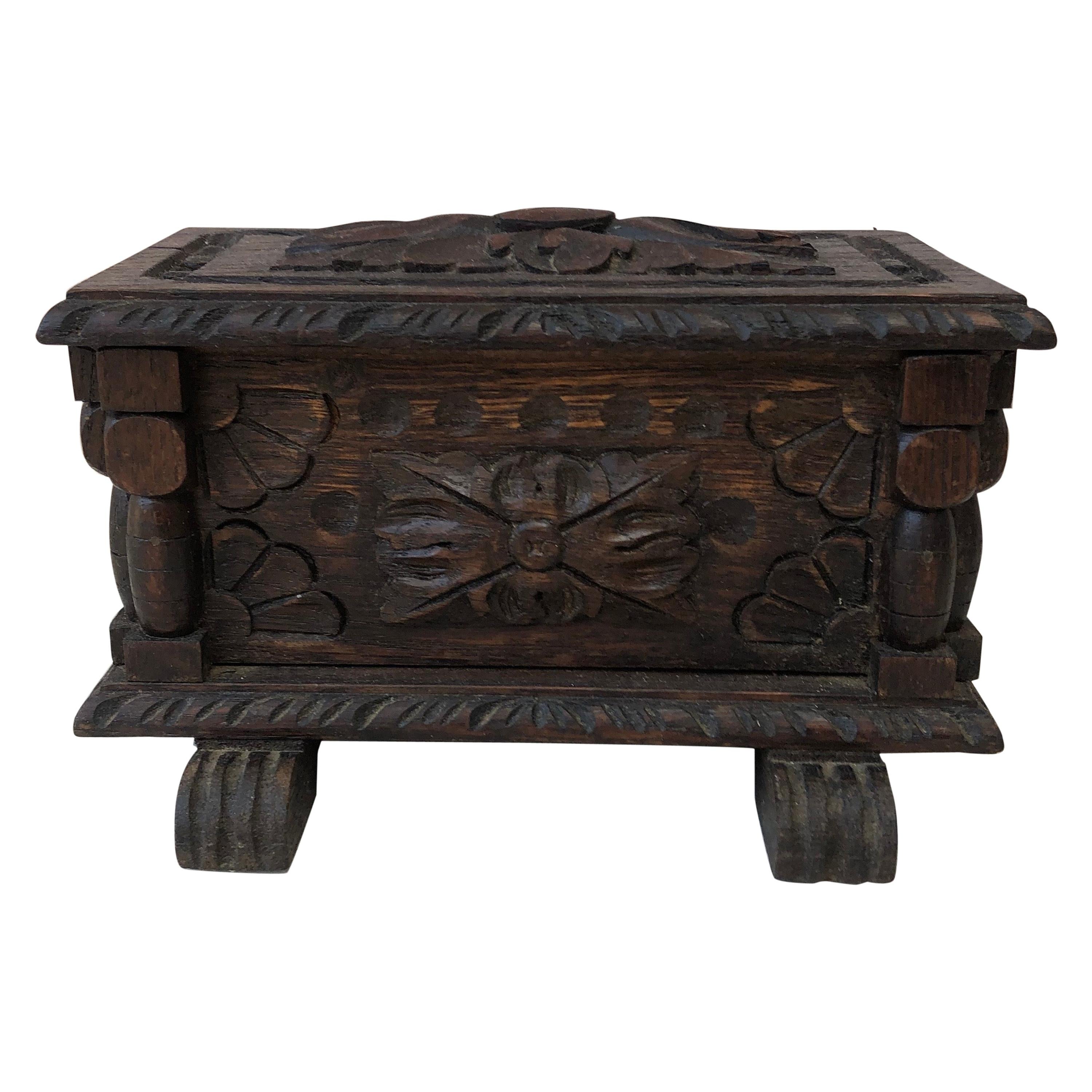 French Black Forest Wood Box, Circa 1900