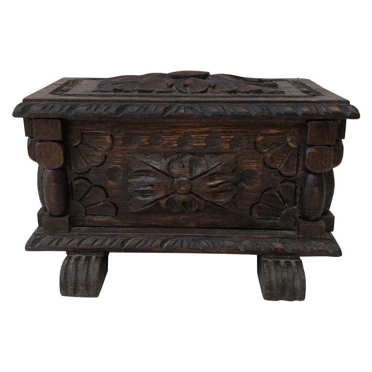 French Black Forest Wood Box, Circa 1900 For Sale
