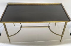 French Black Glass Gallery Cocktail Table Attributed to Maison Jansen, 1940