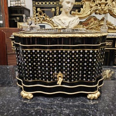 French Black Gold Baccarat Licquor Cabinet Boulle style Marquetry, Napoleon III