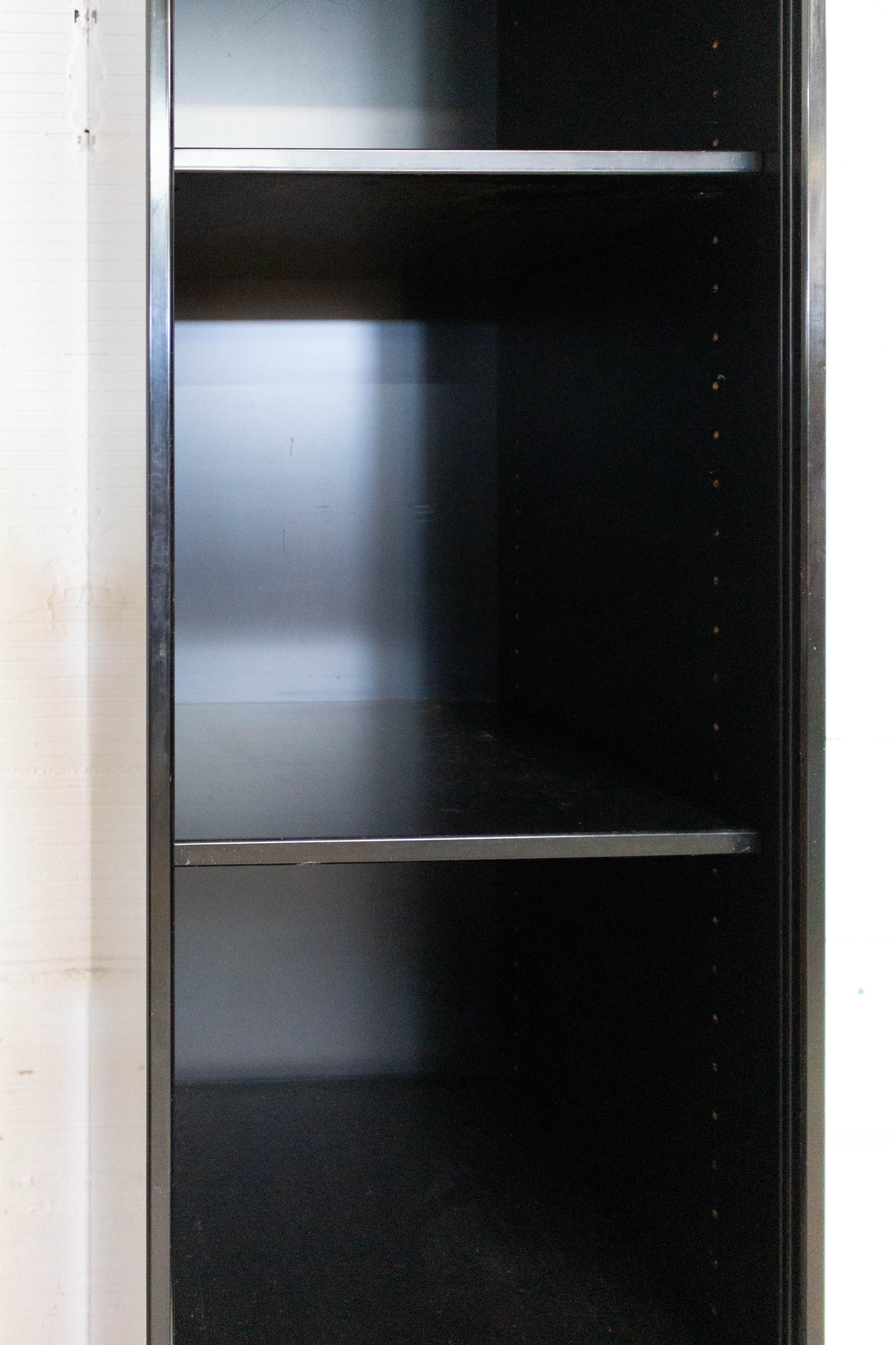 French Black Graphic Cabinet, Roller Door and Drawers, circa 1980 3