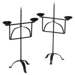 French Black Iron Candlestick