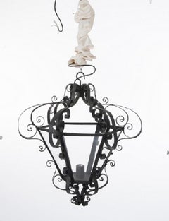 French Black Iron Lantern from the 1940s