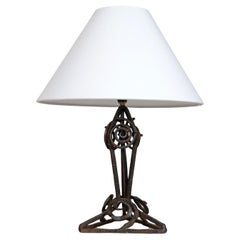 Antique French Black Iron Table Lamp