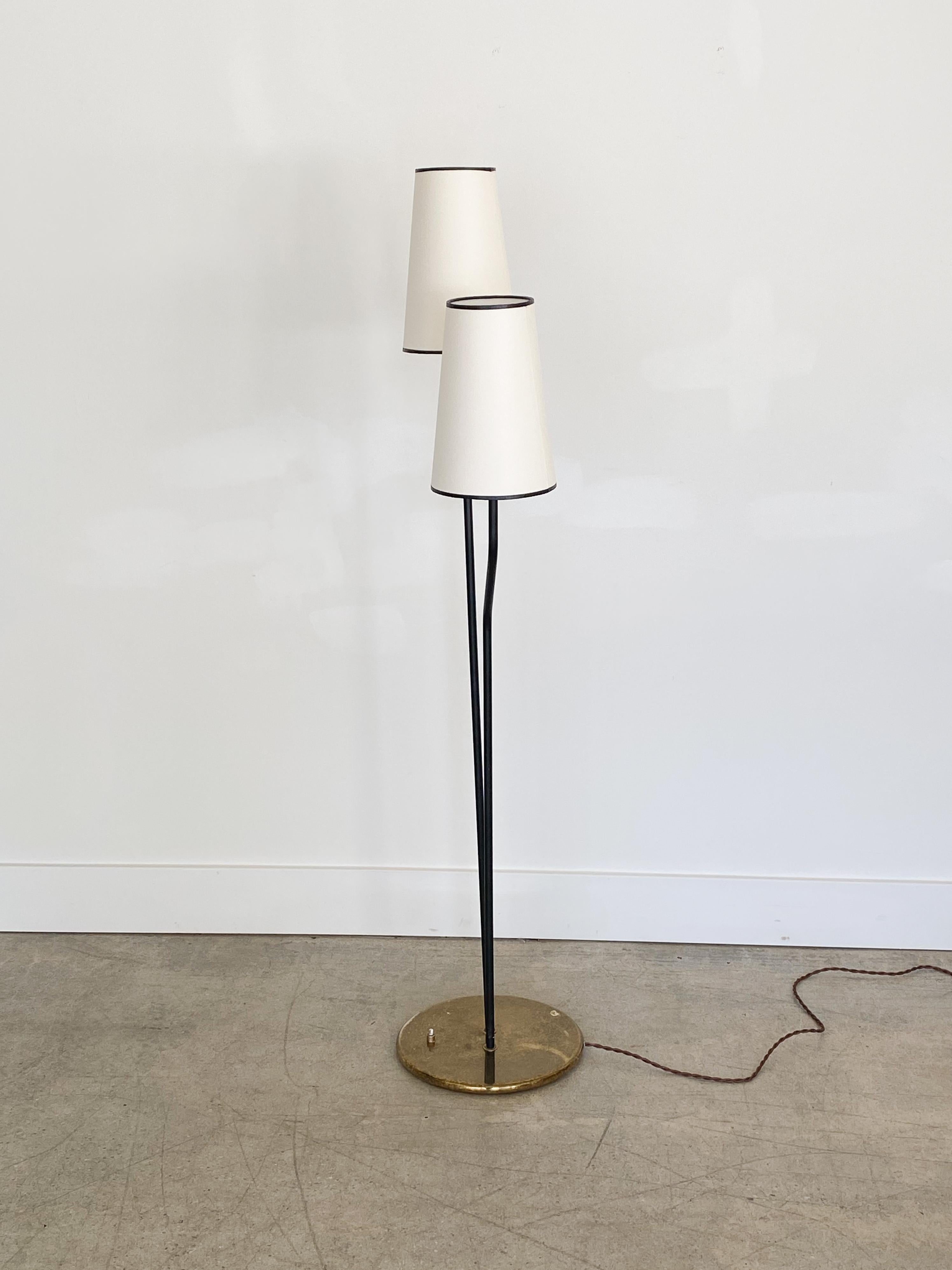French Black Iron Two-Light Floor Lamp 5