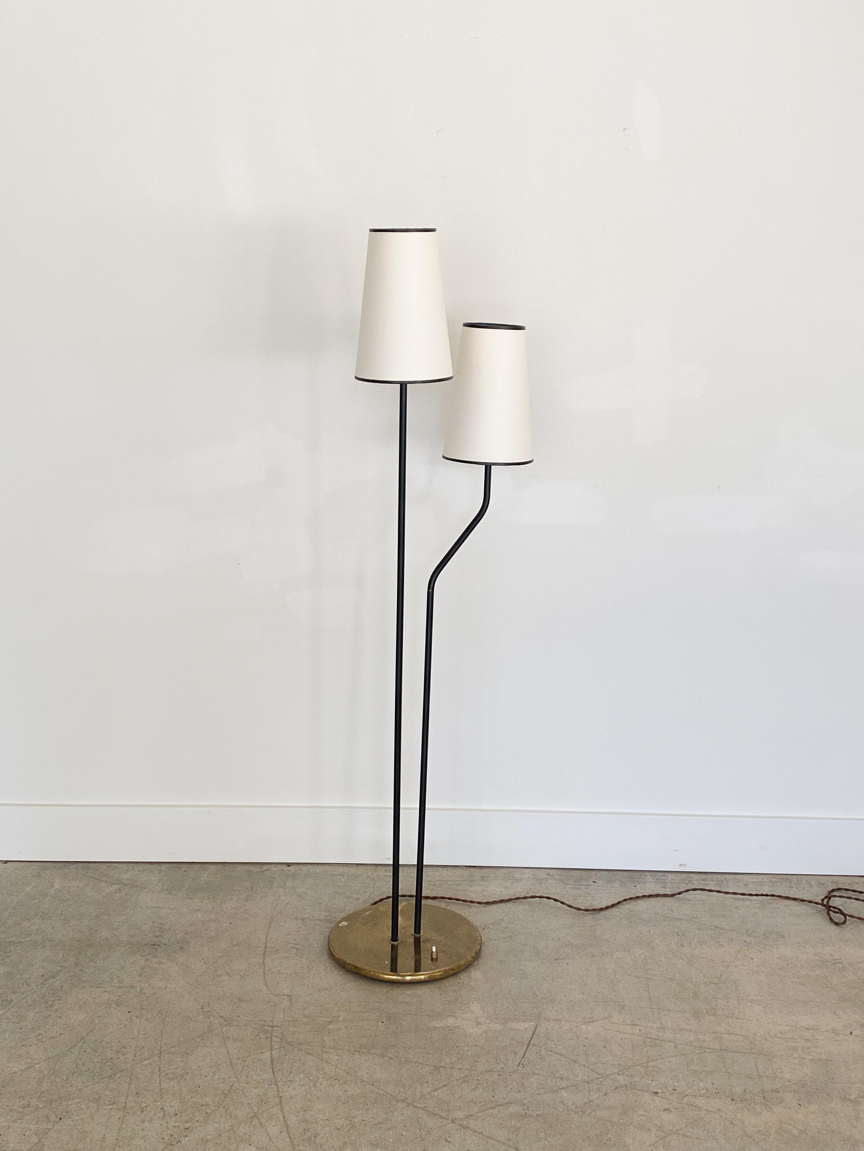 French Black Iron Two-Light Floor Lamp 6