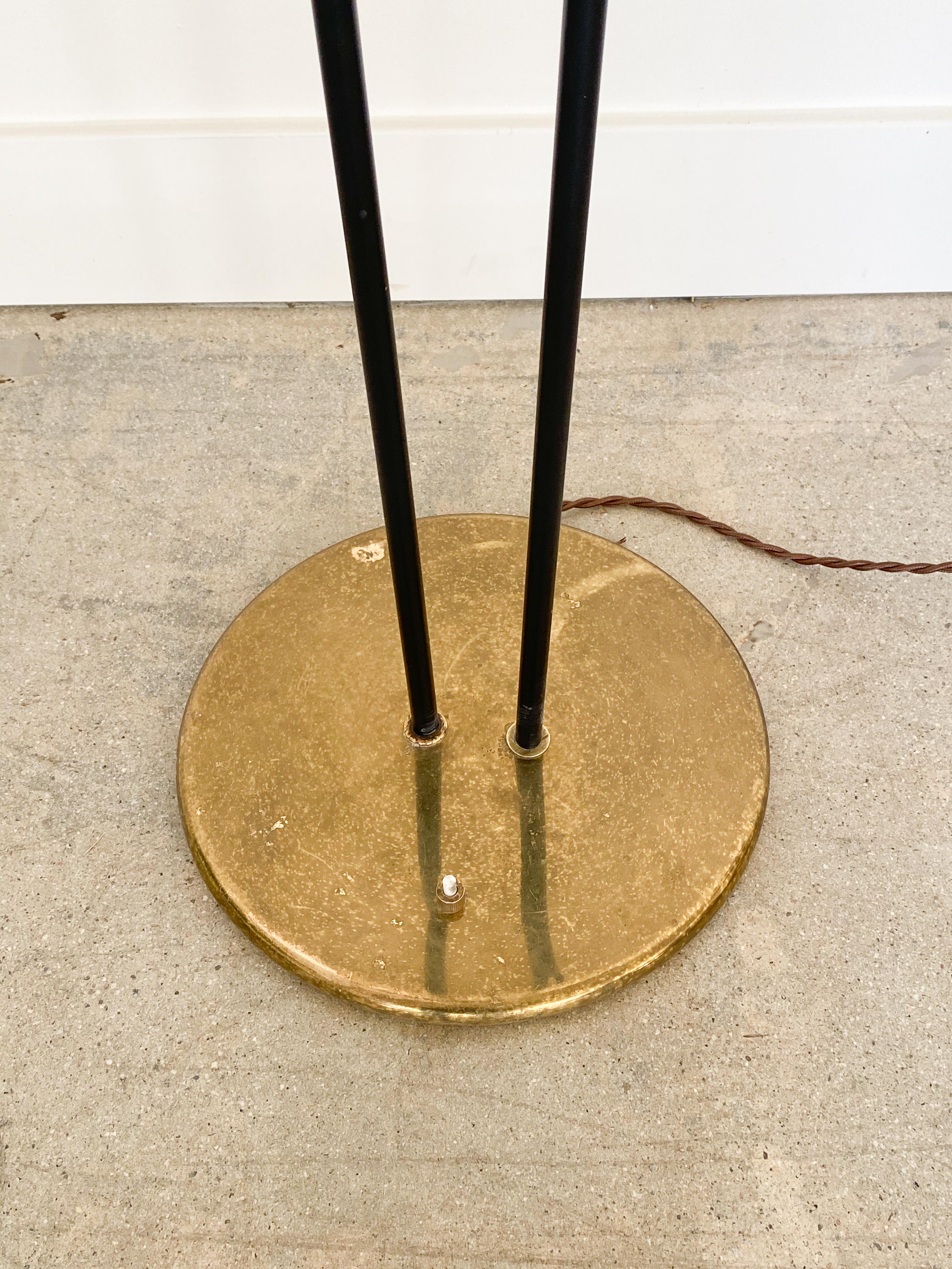 Brass French Black Iron Two-Light Floor Lamp