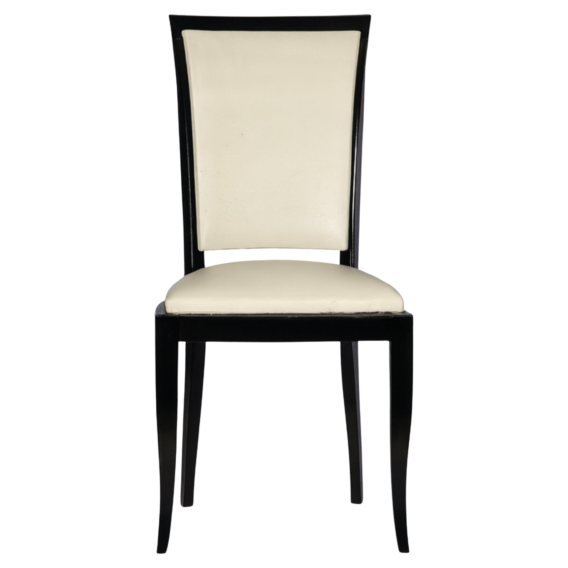 French Black Lacquer Art Deco Dining Chair, 20th Century