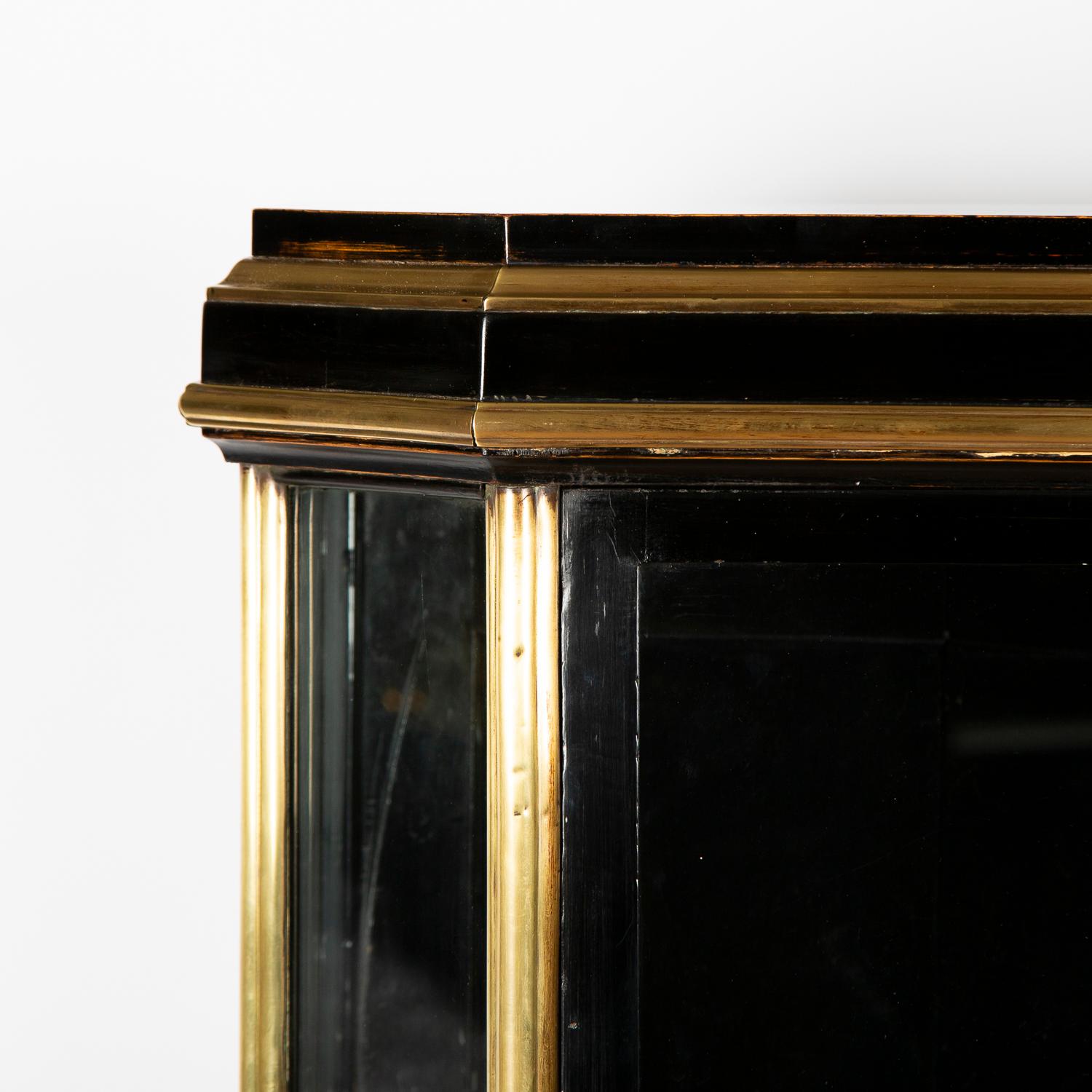 Napoleon III French Black Lacquer and Brass Glazed Display Cabinet