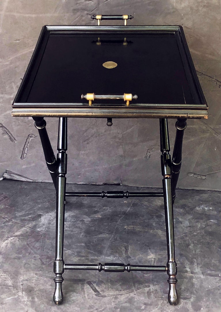 French Black Lacquer Butler's Tray Table on Stand For Sale ...