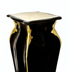 French Black Lacquer Louis XVI Gilt Bronze Pedestal, 19th Century