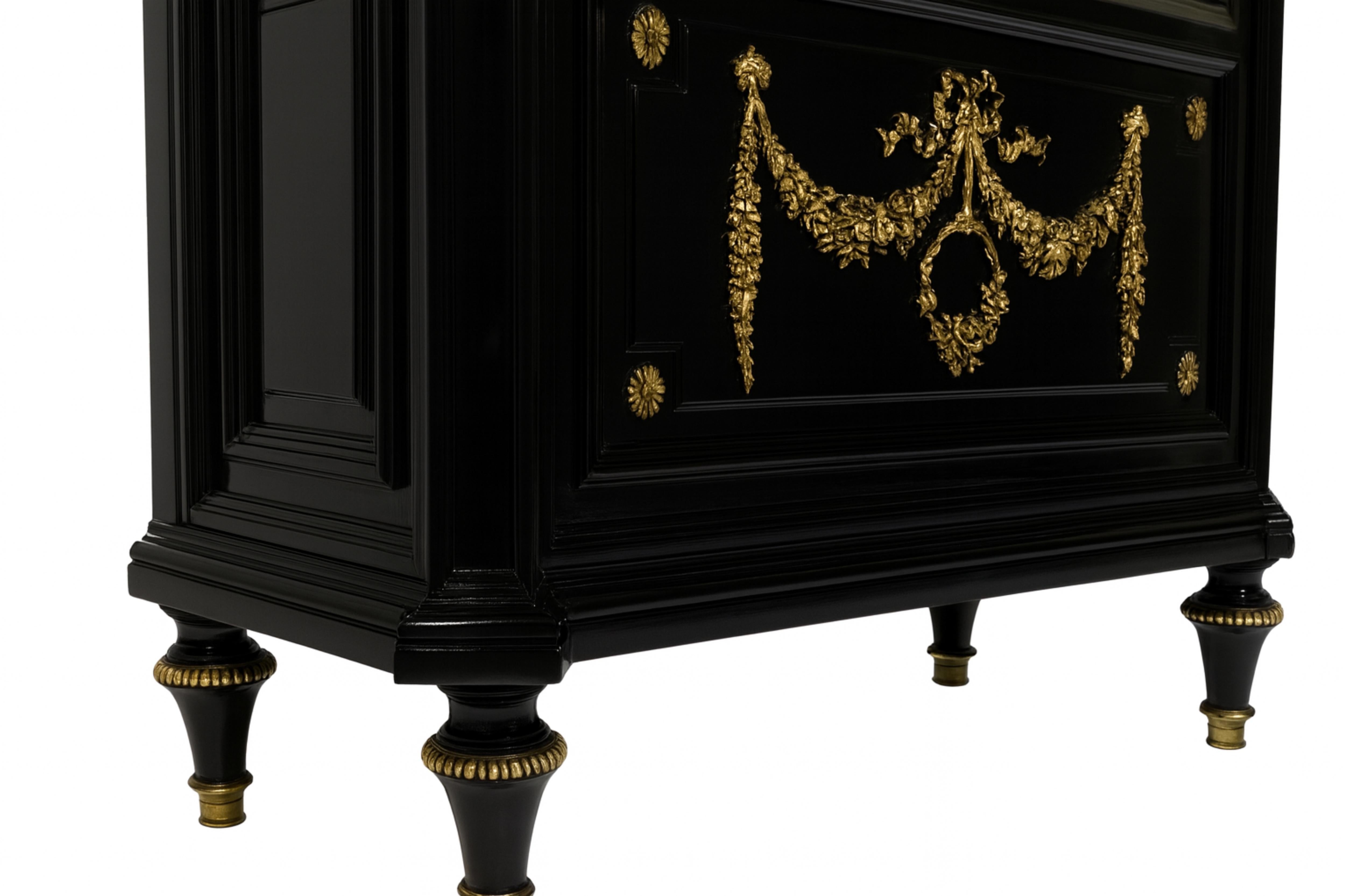 Ottone Vetrina francese in lacca nera Napoleone III XIX secolo in vendita