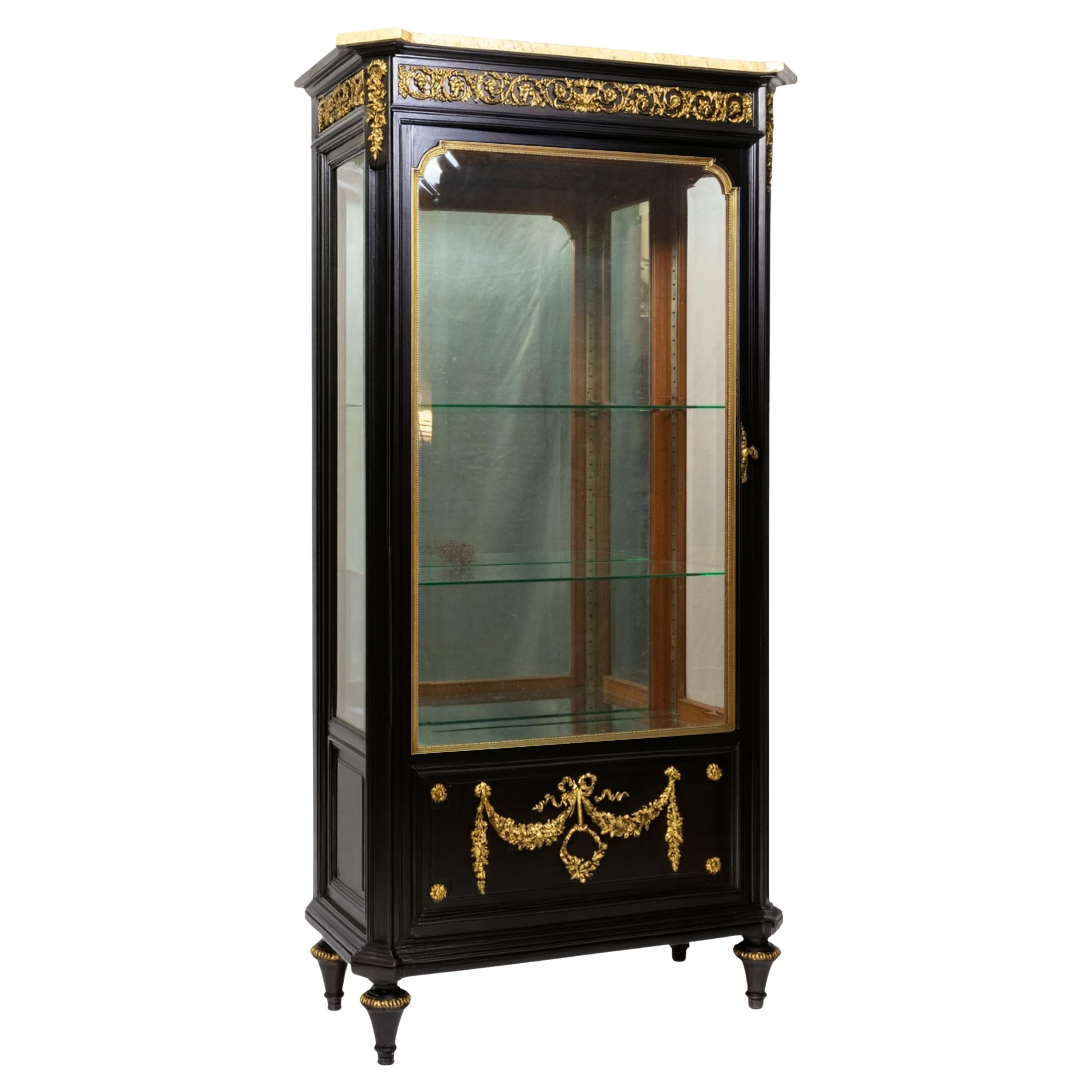 Vetrina francese in lacca nera Napoleone III XIX secolo