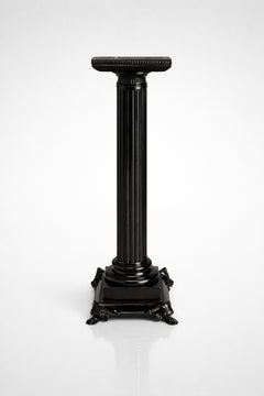 French Black Lacquer Pedestal Column, Late 19th Century