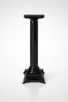 French Black Lacquer Pedestal Column, Late 19th Century