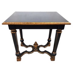 French Black Lacquered and Giltwood Table