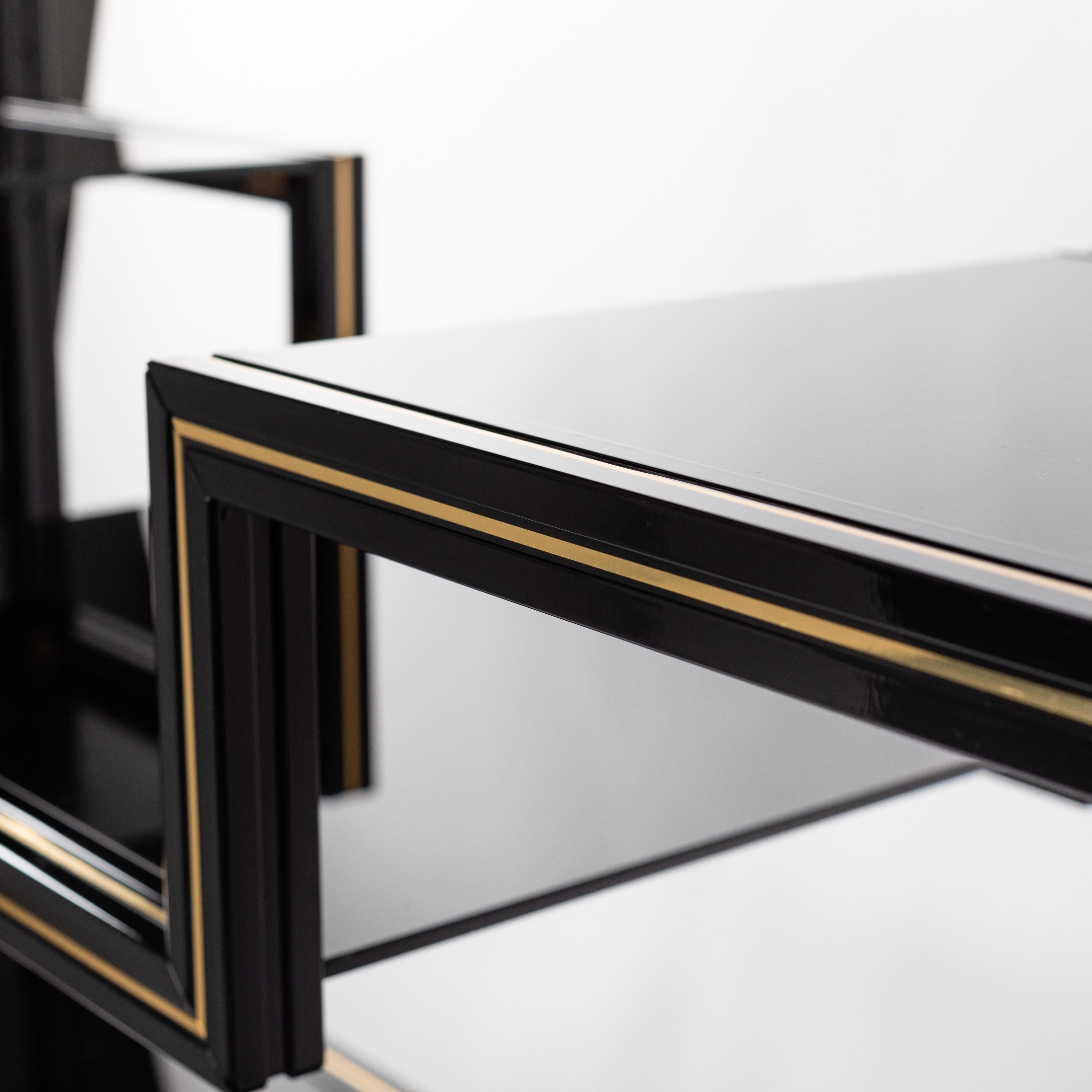 French Black Lacquered & Brass Étagère with Open Shelfs by Pierre Vandel, 1970s For Sale 3