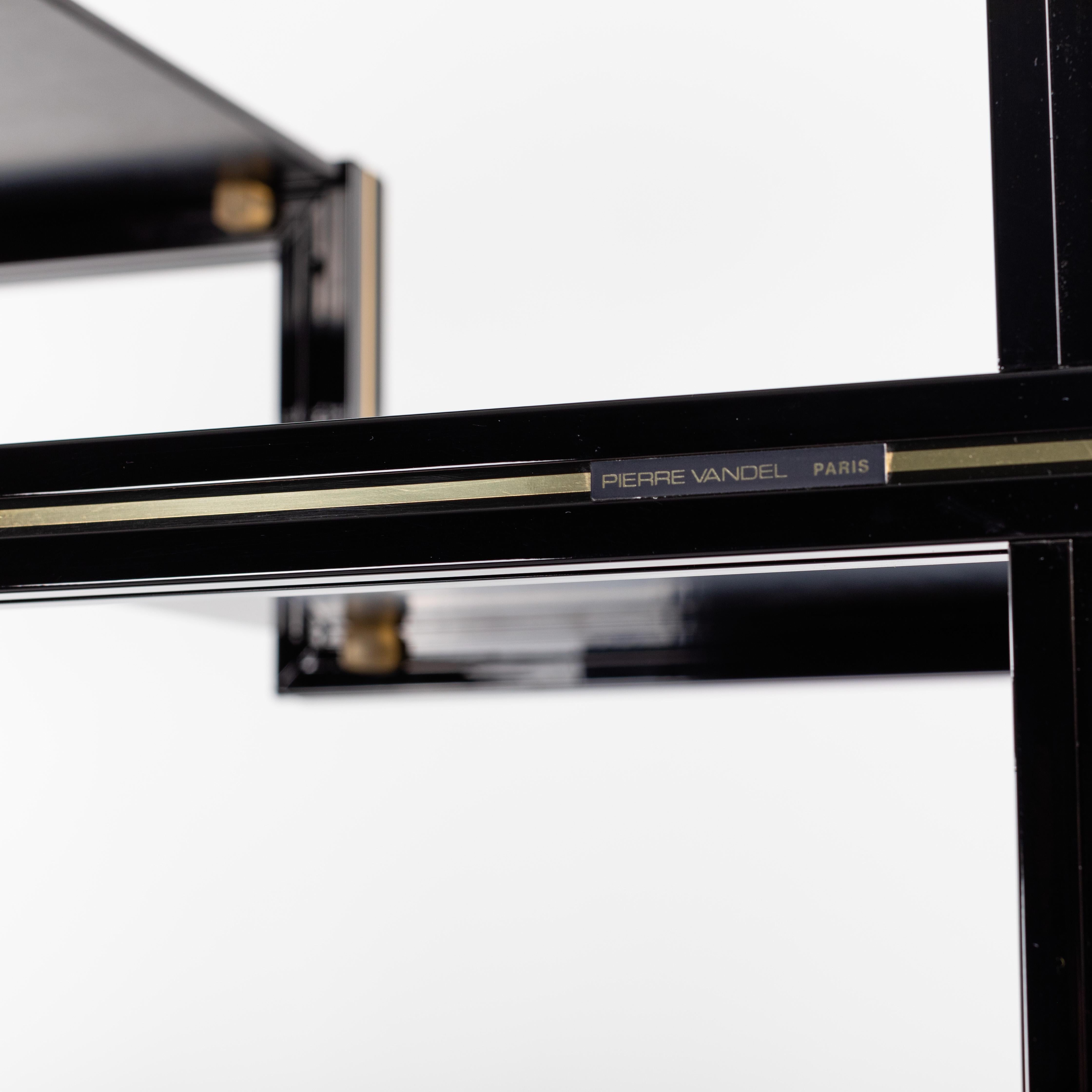 French Black Lacquered & Brass Étagère with Open Shelfs by Pierre Vandel, 1970s For Sale 6