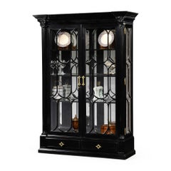 French Black Lacquered Display Cabinet