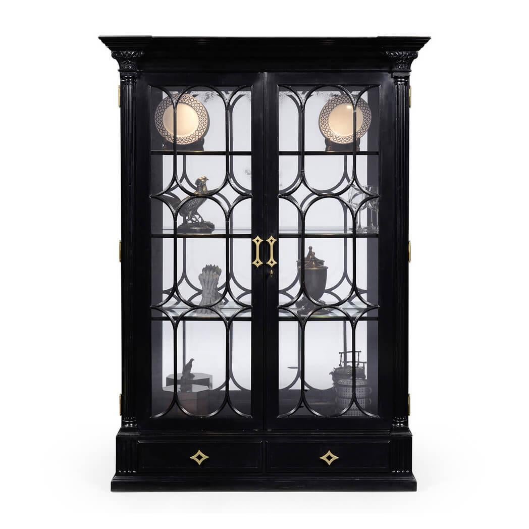 black lacquer curio cabinet