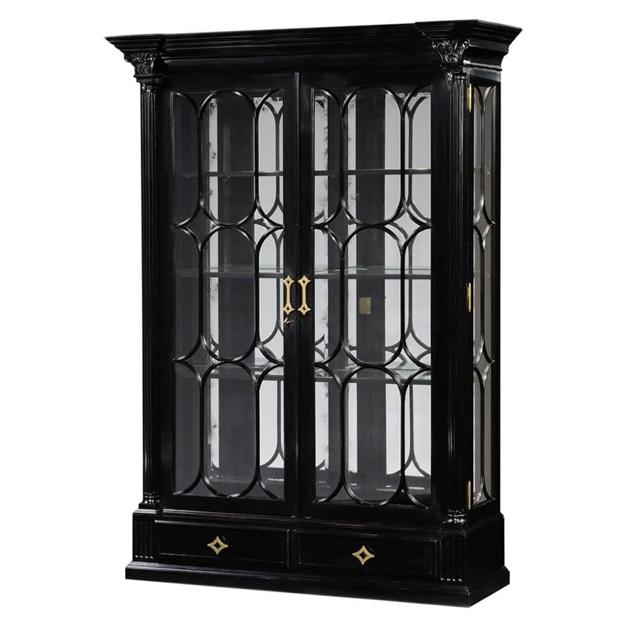 French Black Lacquered Display Cabinet