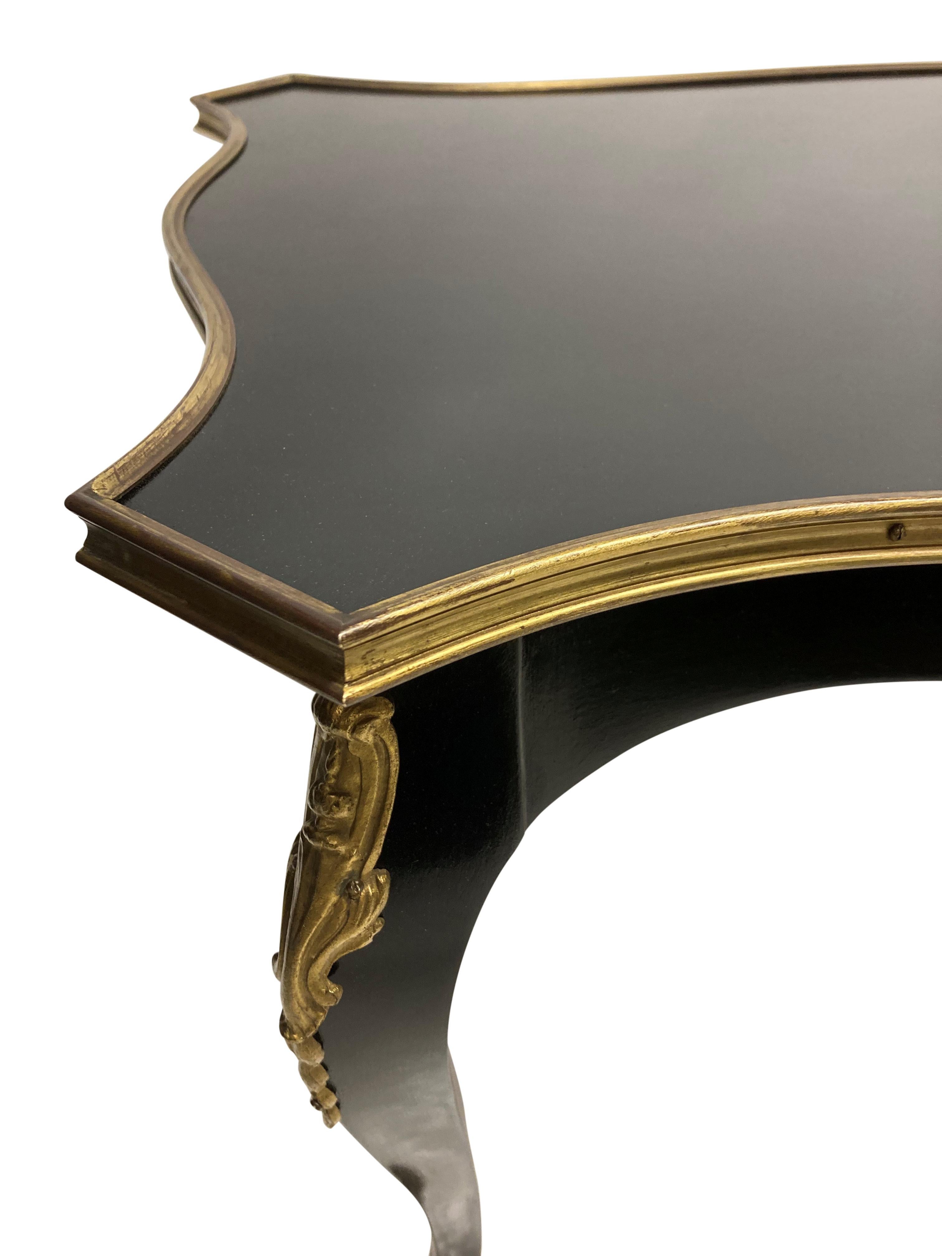 Bronze French Black Lacquered Louis XV Style Occasional Table For Sale