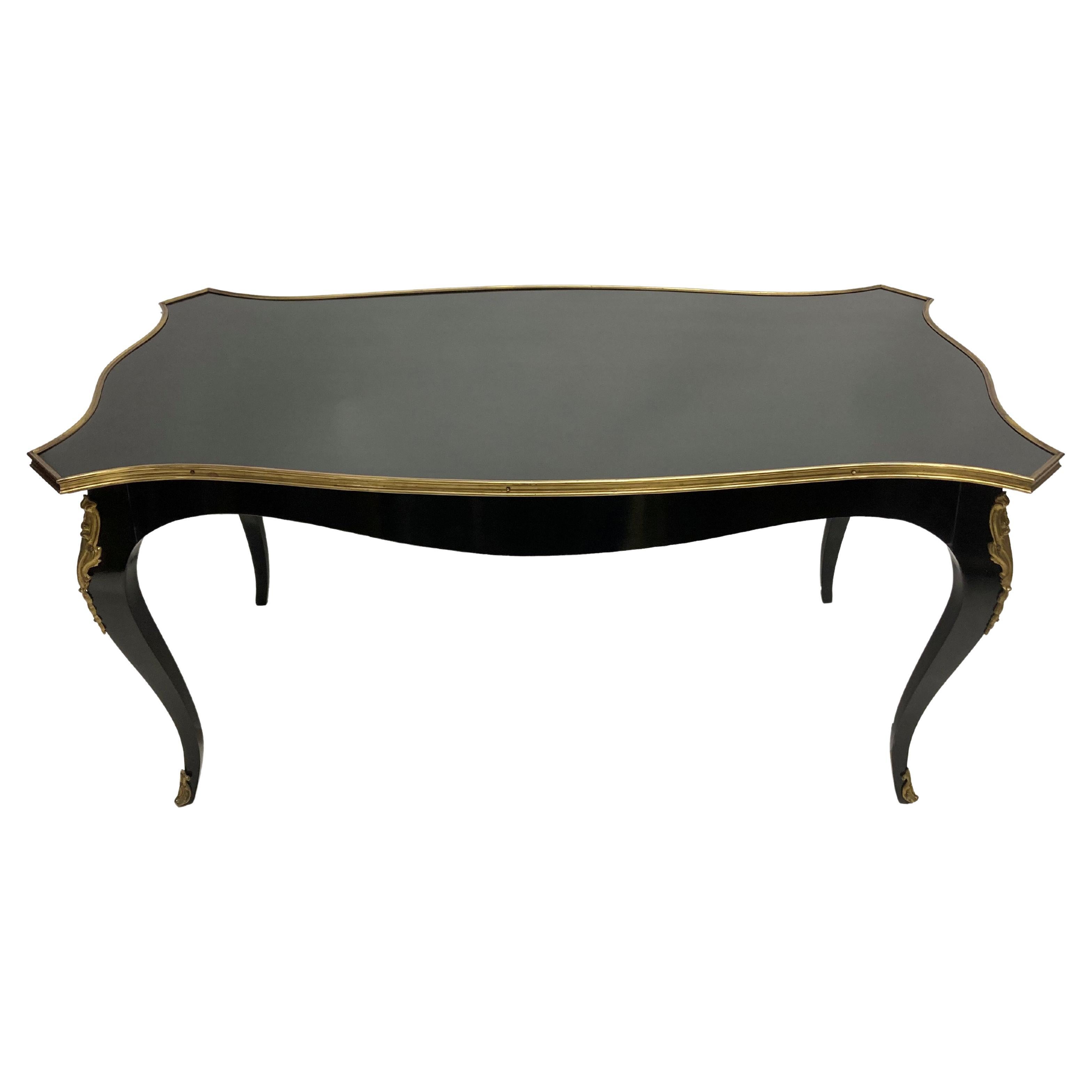 French Black Lacquered Louis XV Style Occasional Table