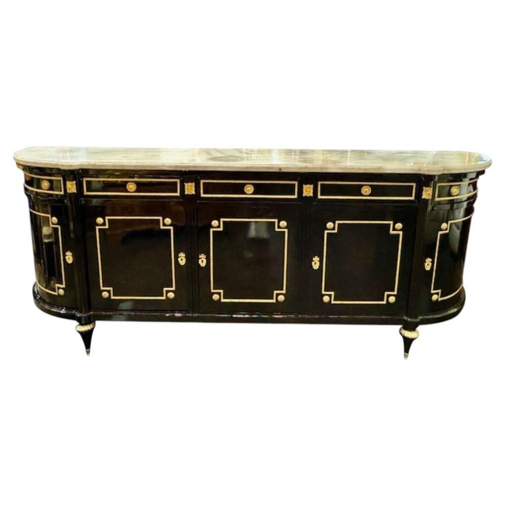French Black Lacquered Louis XVI Style Sideboard