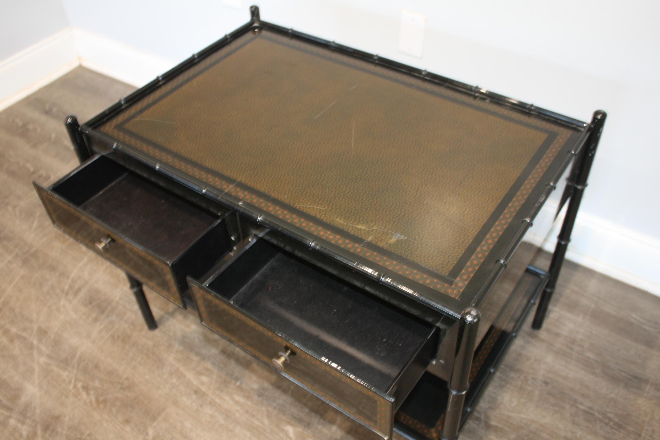 French Black Lacquered Metal Table For Sale 3