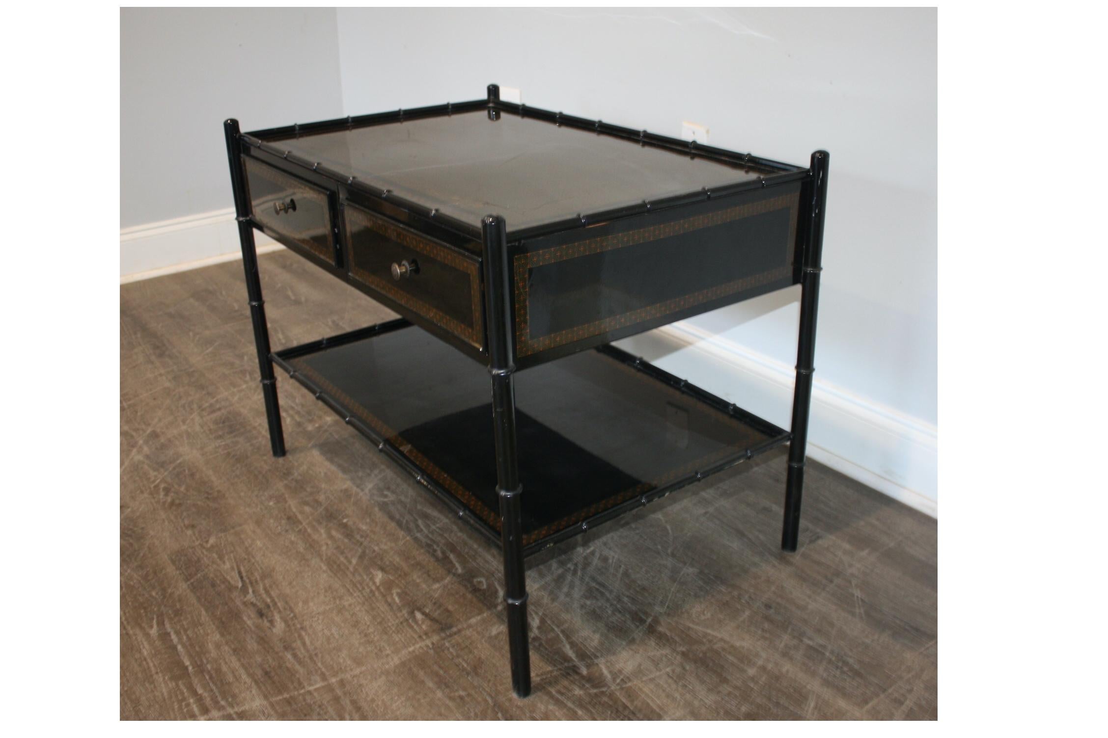 French Black Lacquered Metal Table For Sale 4