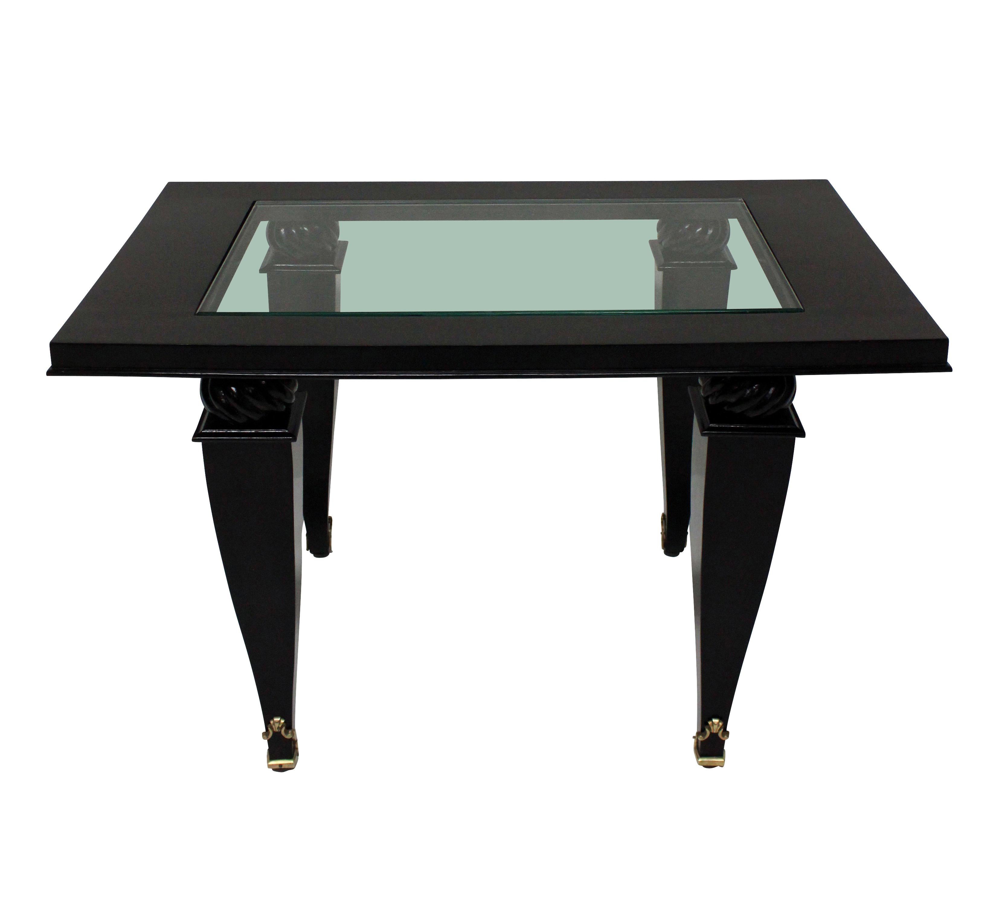 Mid-Century Modern French Black Lacquered Occasional Table