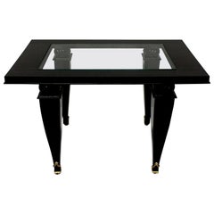 French Black Lacquered Occasional Table