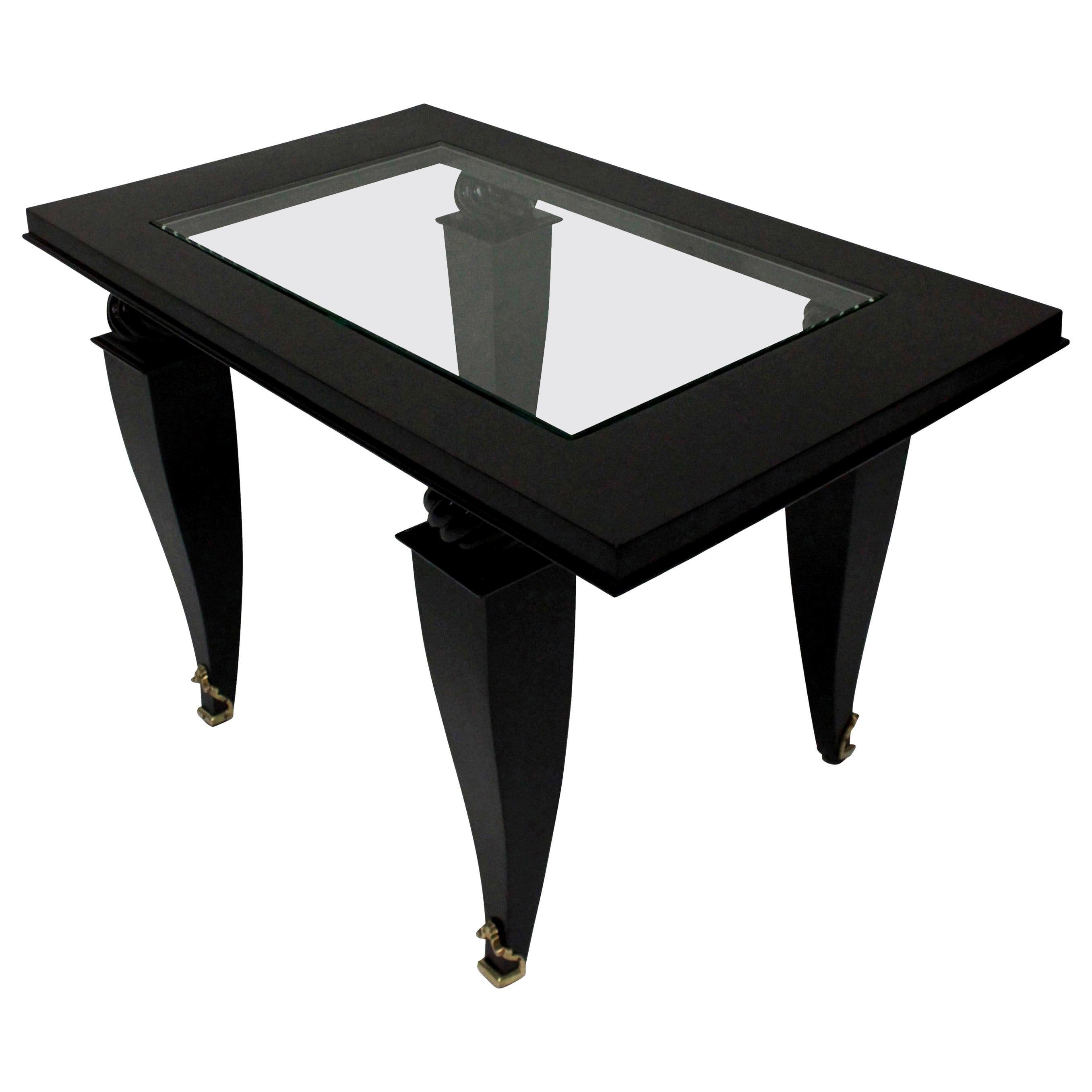 French Black Lacquered Occasional Table