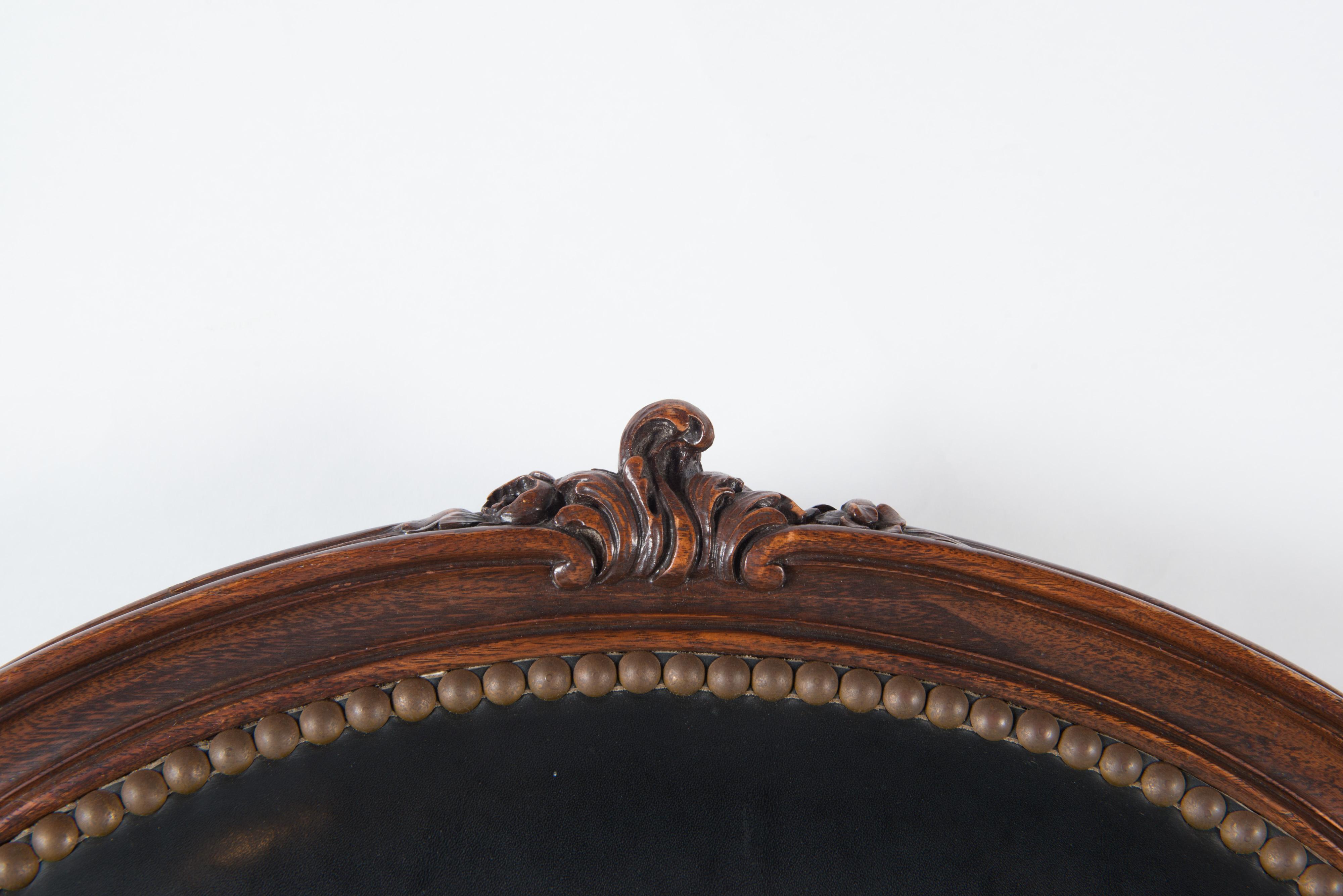 Milieu du XXe siècle Fauteuil/chaise de bureau français en cuir noir en vente