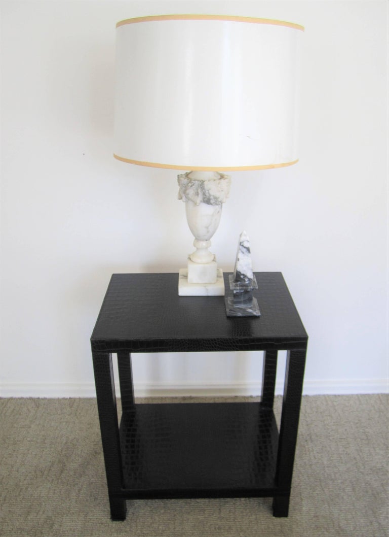 French Black Embossed Crocodile Leather End Table For Sale at 1stdibs