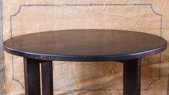 French Black Mahogany Art Deco Round Side Table, circa 1920