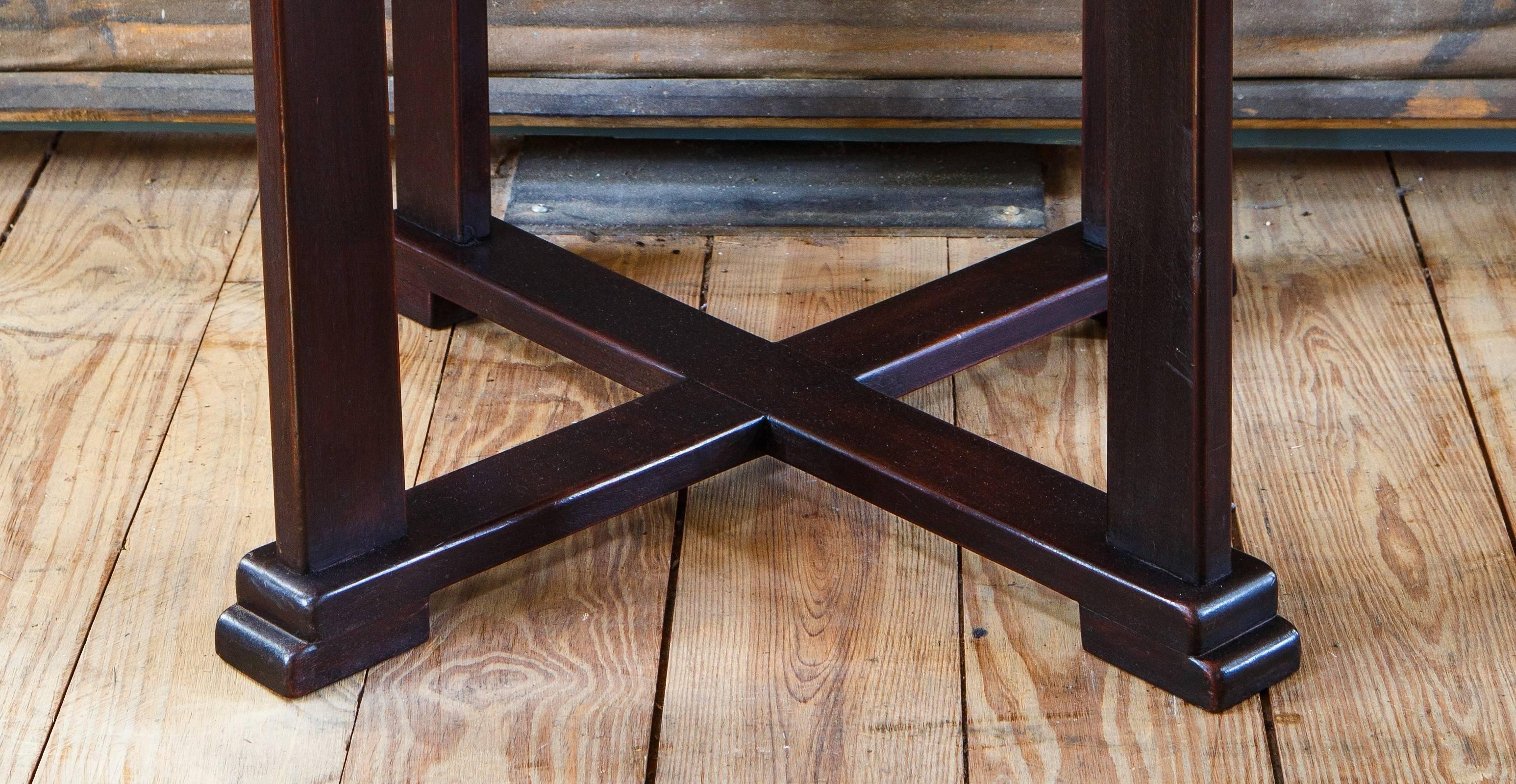 French Black Mahogany Art Deco Round Side Table, circa 1920 4