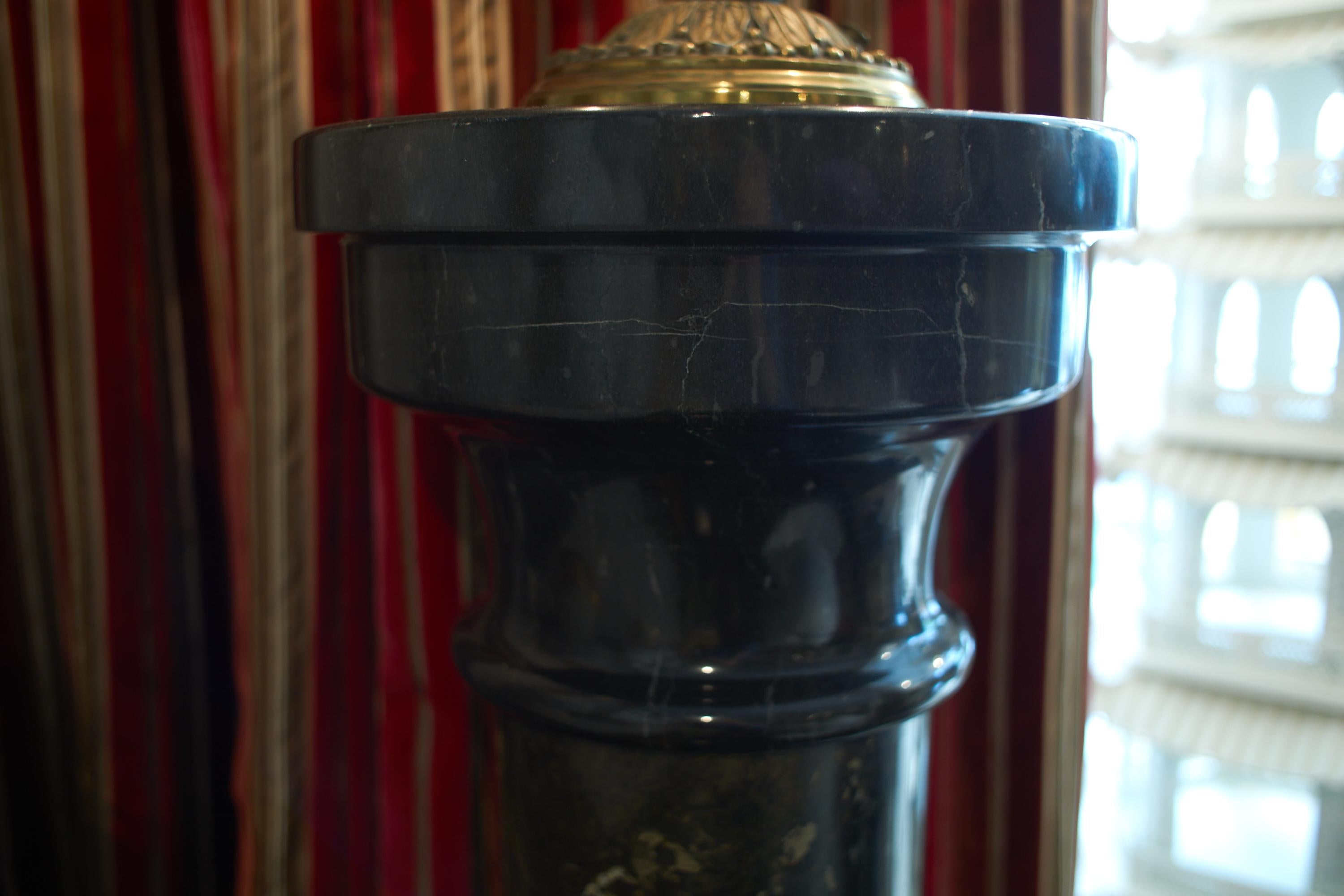 Neoclassical French Black Marble Column For Sale