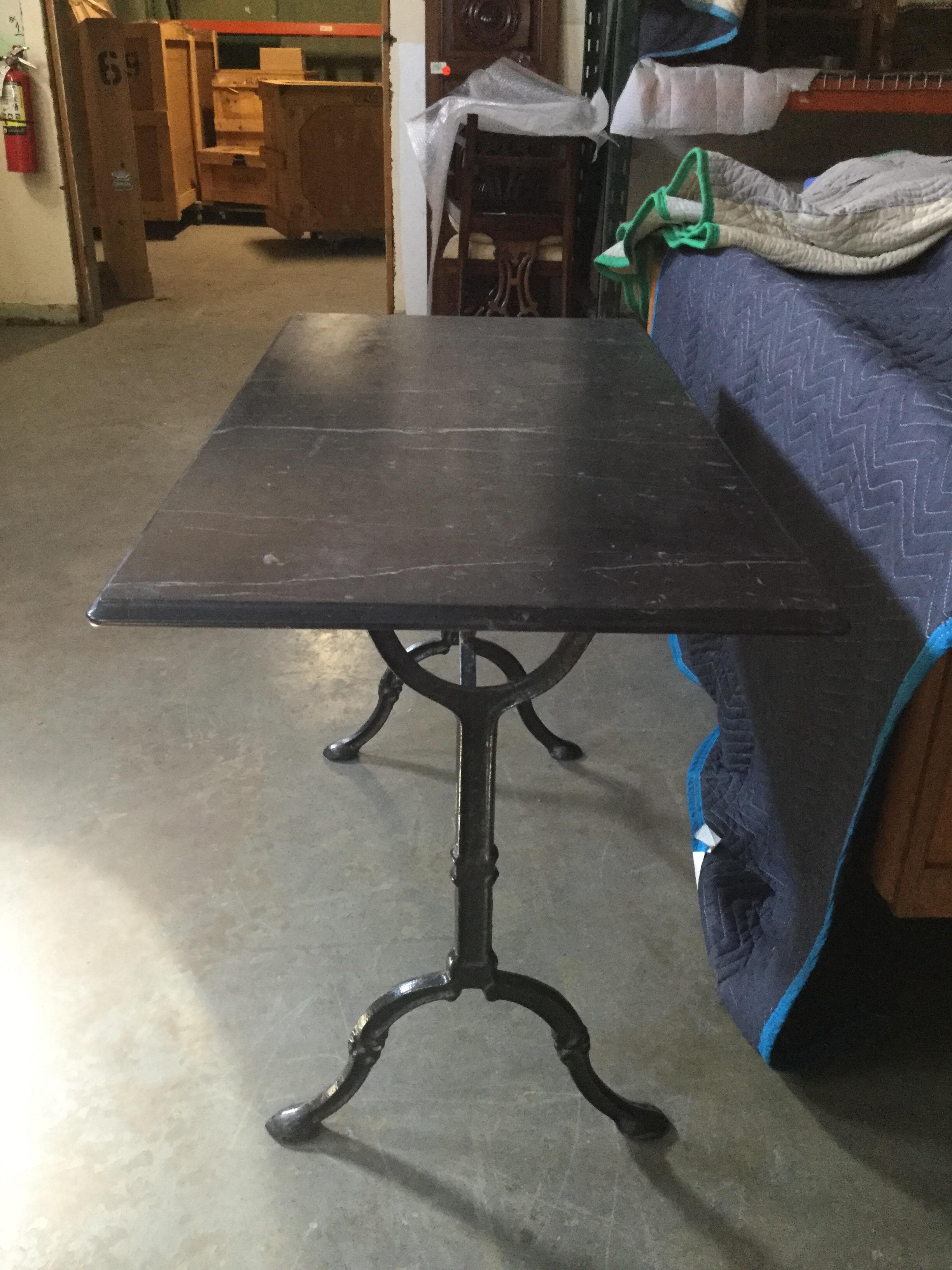 French Black Marble & Iron Bistro Table In Good Condition In Livingston, NJ