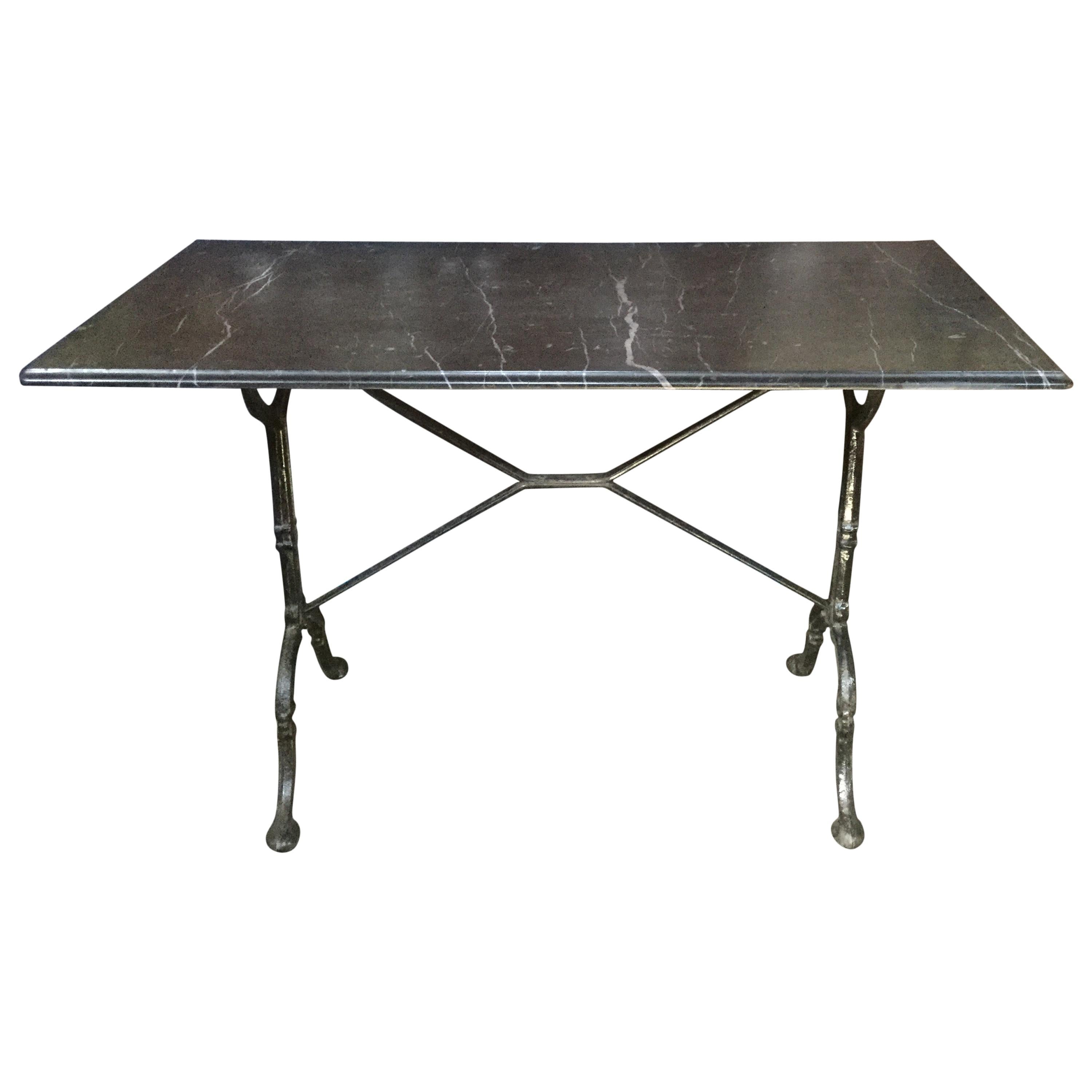 French Black Marble & Iron Bistro Table