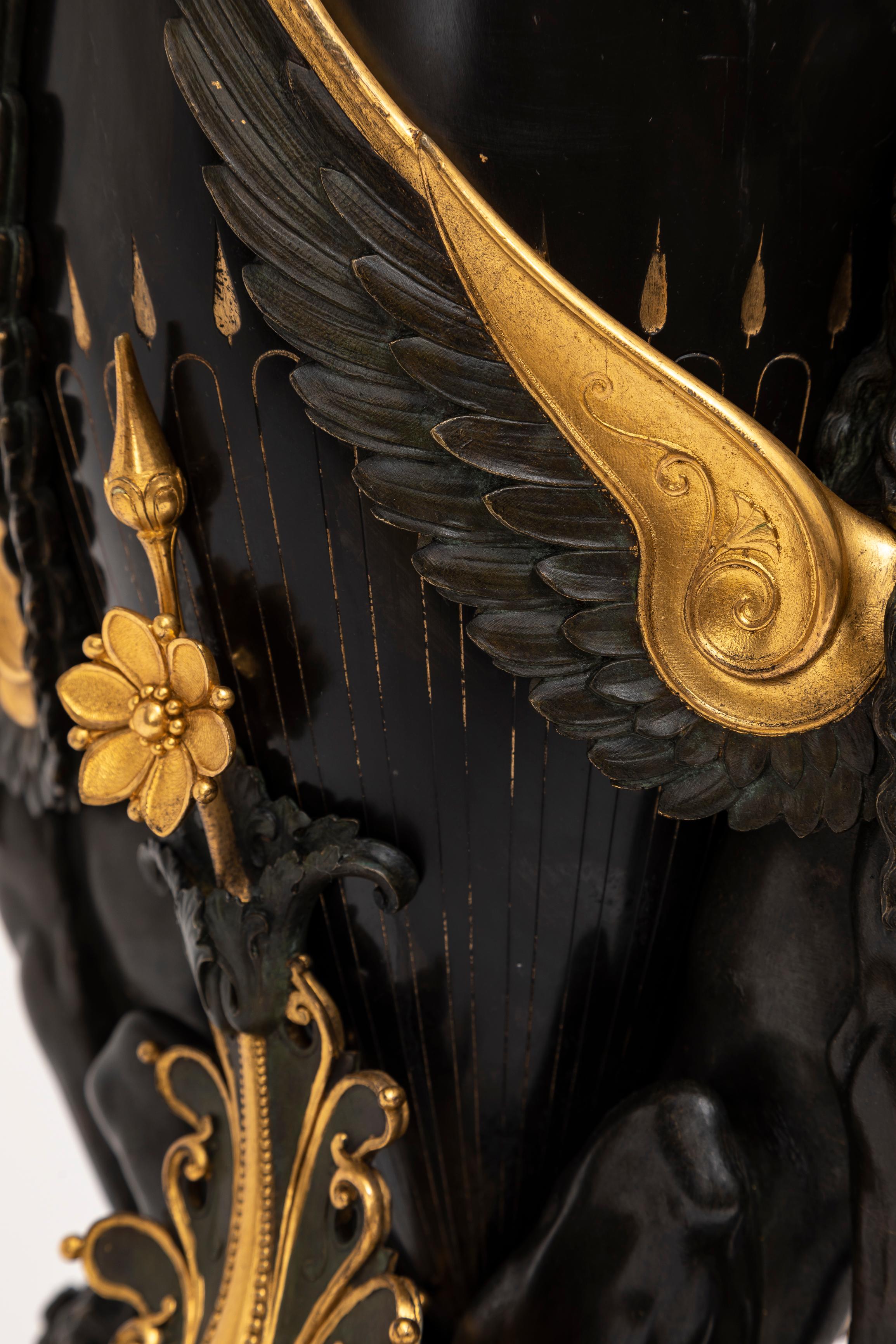French Black Marble Patinated & Gilt-Bronze Vase Attributed: Charpentier & Cie For Sale 6