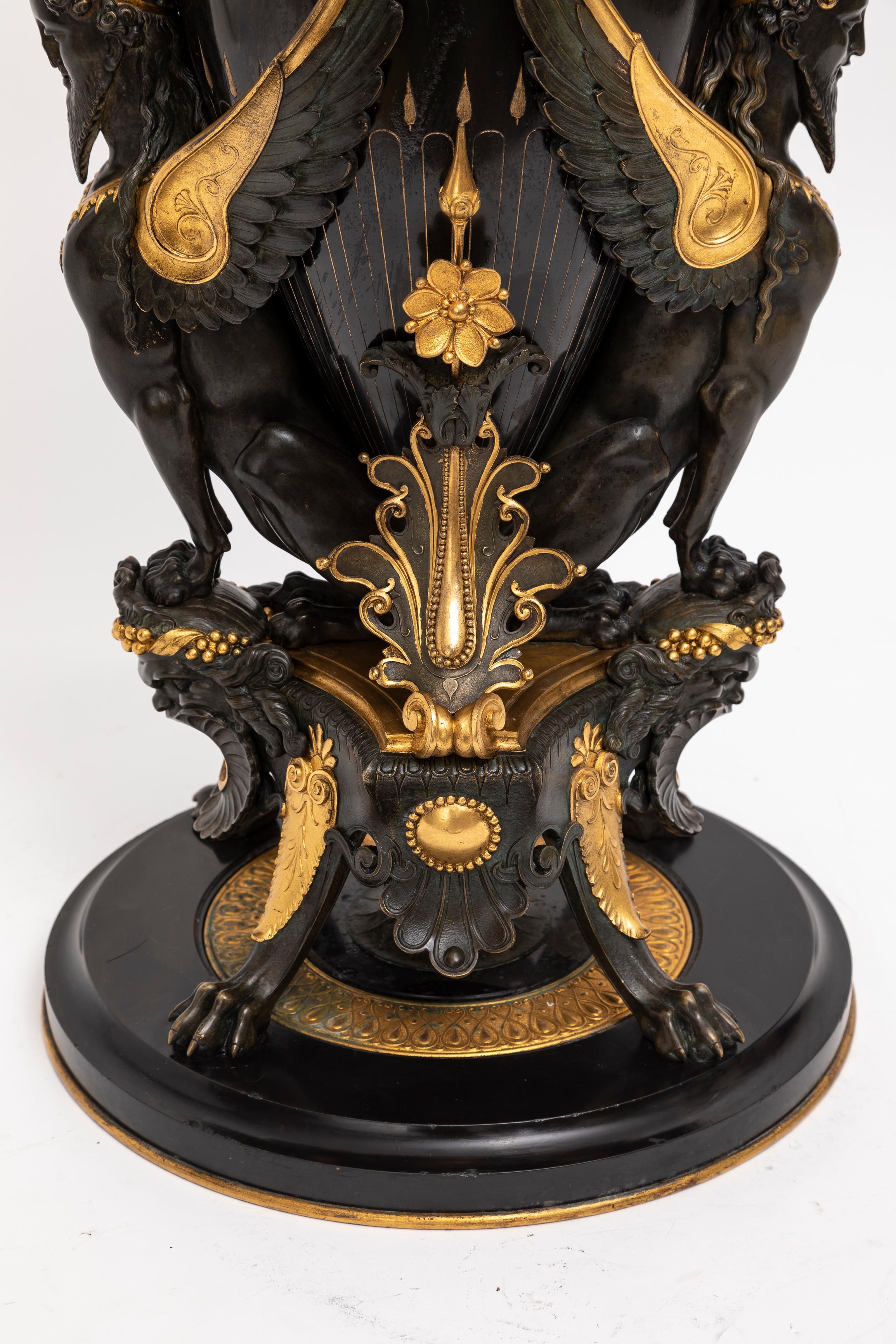 French Black Marble Patinated & Gilt-Bronze Vase Attributed: Charpentier & Cie For Sale 13