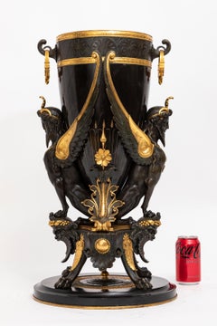 French Black Marble Patinated & Gilt-Bronze Vase Attributed: Charpentier & Cie