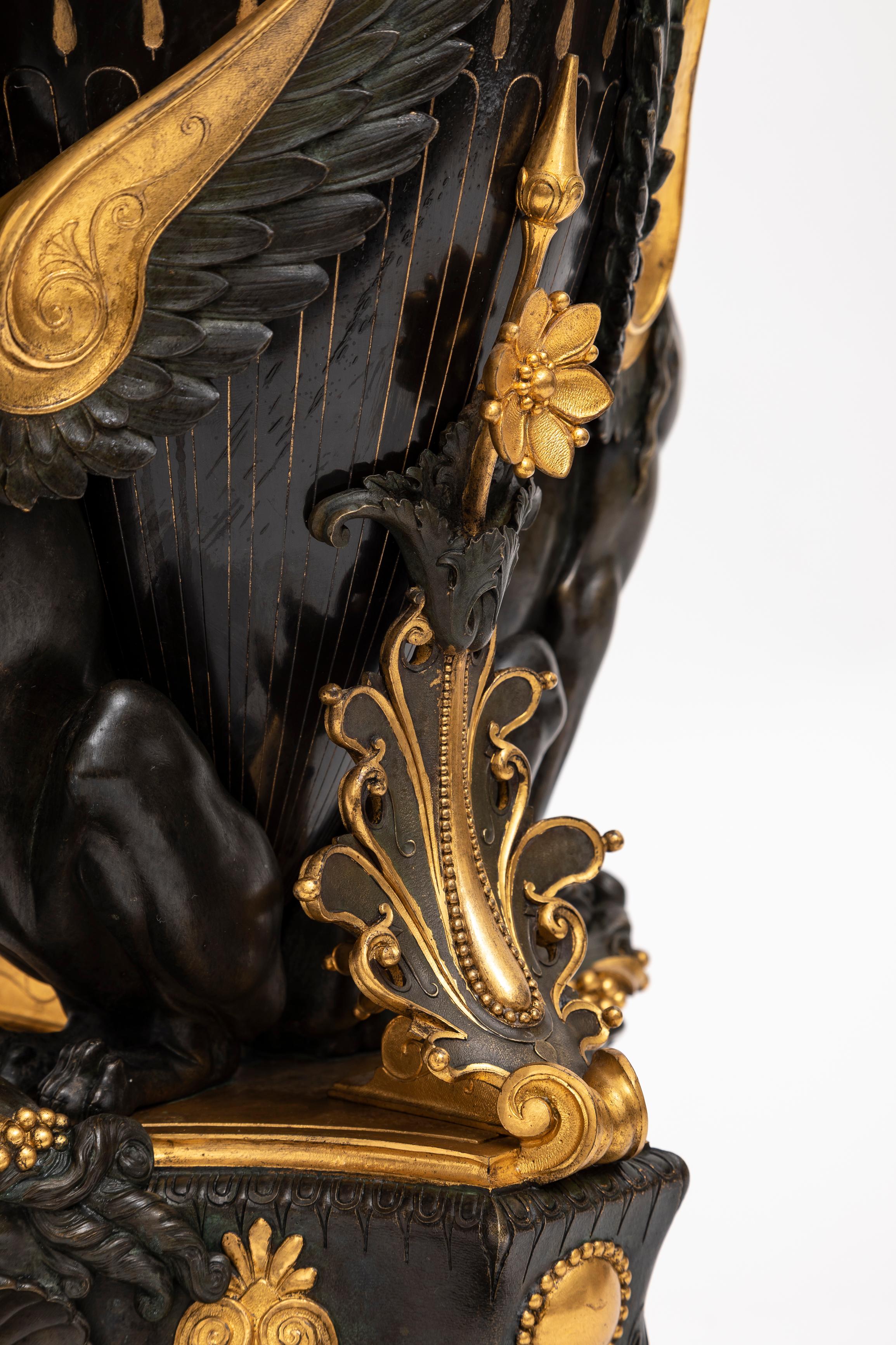 French Black Marble Patinated & Gilt-Bronze Vase Attributed: Charpentier & Cie For Sale 2