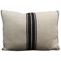Antique French Black 
Natural Woven Stripes Decorative Pillow