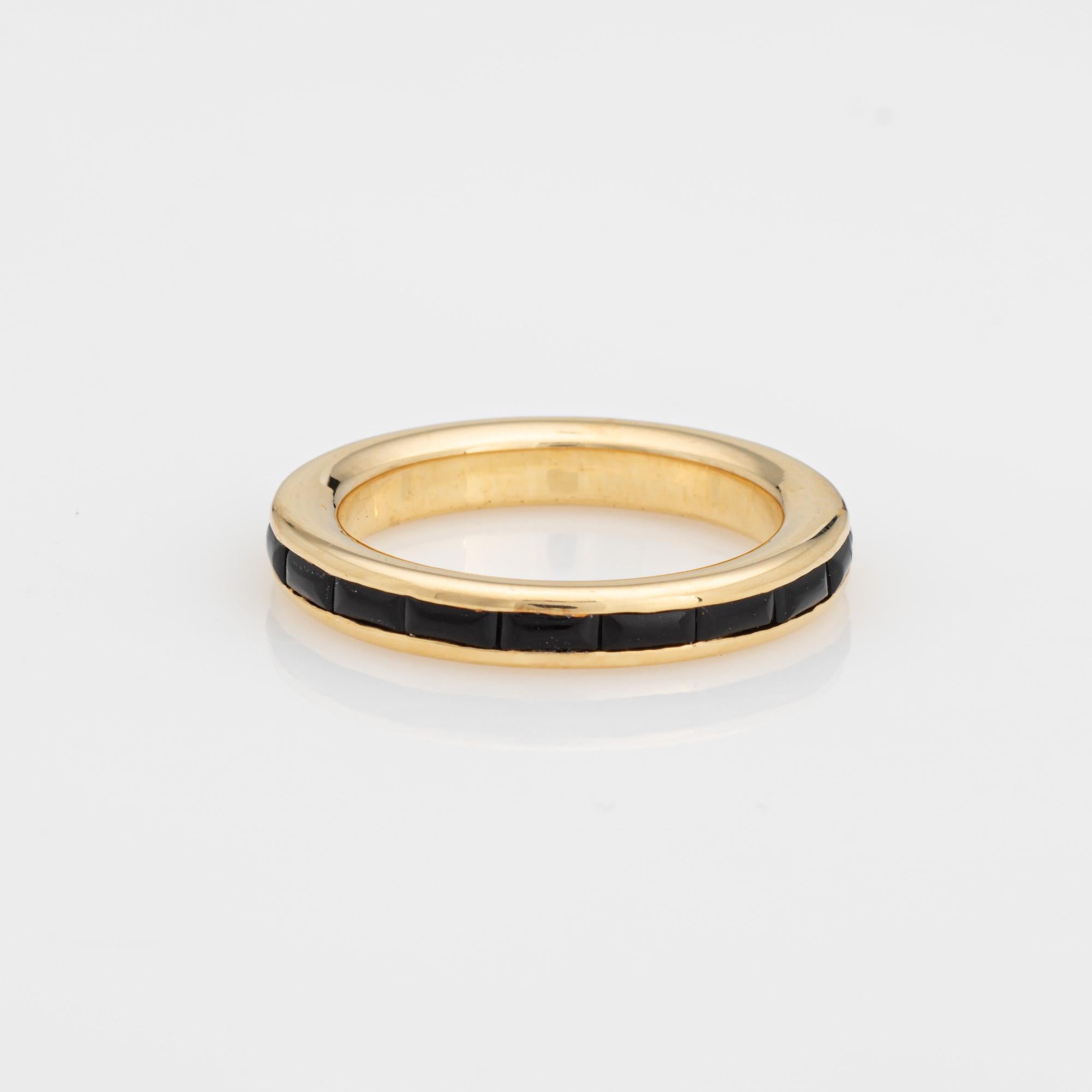 Französischer Eternity-Ring aus schwarzem Onyx, Vintage, Estate Fine Jewelry, Stapelring, Gr. 5, Vintage (Moderne) im Angebot