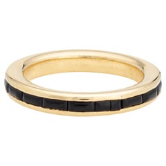 Französischer Eternity-Ring aus schwarzem Onyx, Vintage, Estate Fine Jewelry, Stapelring, Gr. 5, Vintage
