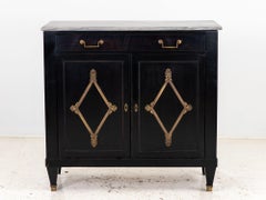 Buffet francese dipinto di nero con piano in marmo, fine XIX secolo